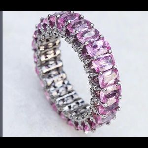 Pink Sapphire Ring in Silver Size 8